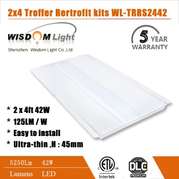 Metal sheet Led Troffer Retrofit kit 125Lm/w 2X4ft